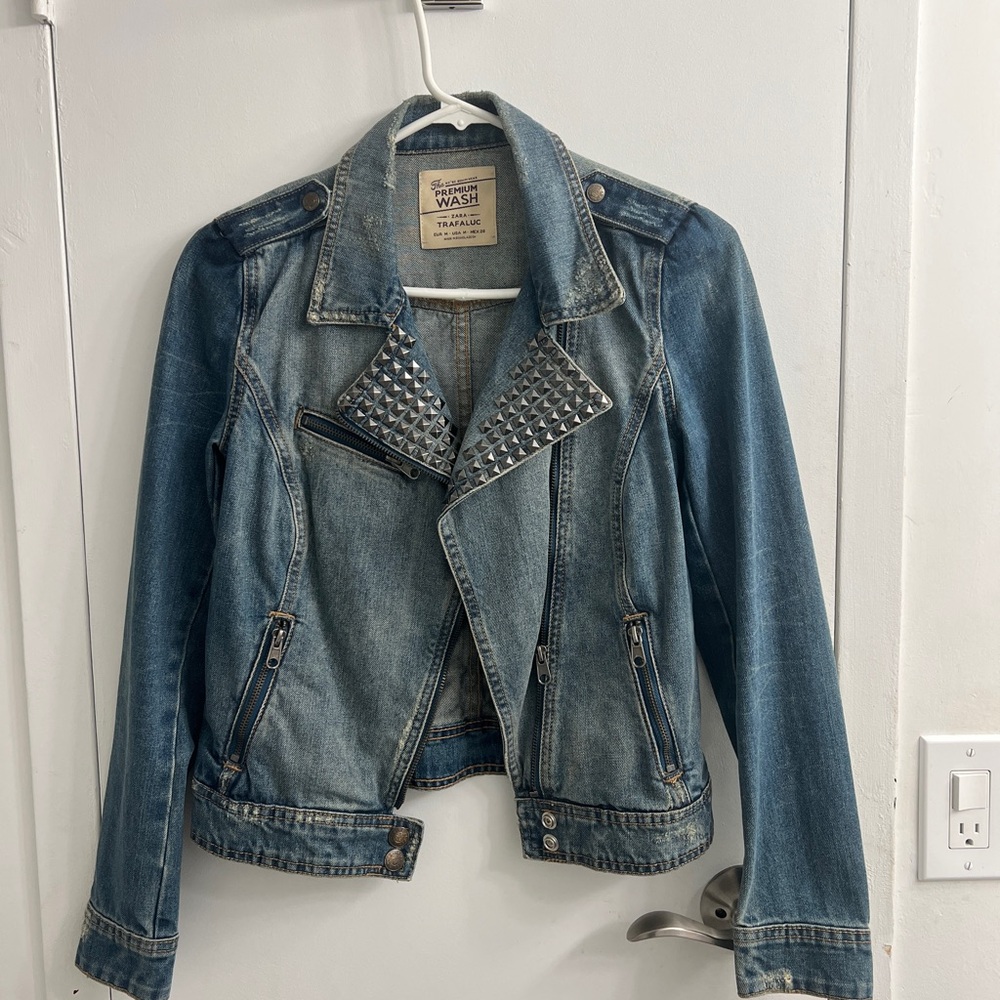 Zara Blue Studded Jean Jacket
